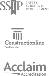 Greyscale SSIP, Constructionline and Acclaim logos